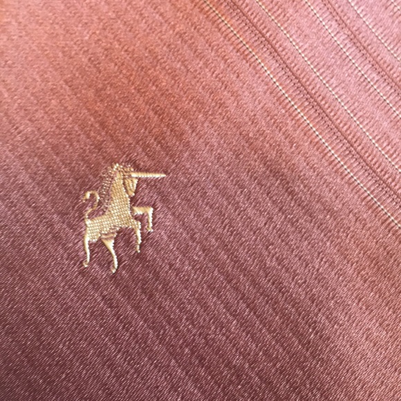 Vintage Brozini Mauve Striped Tie with Embroidered Unicorn - Picture 2 of 3